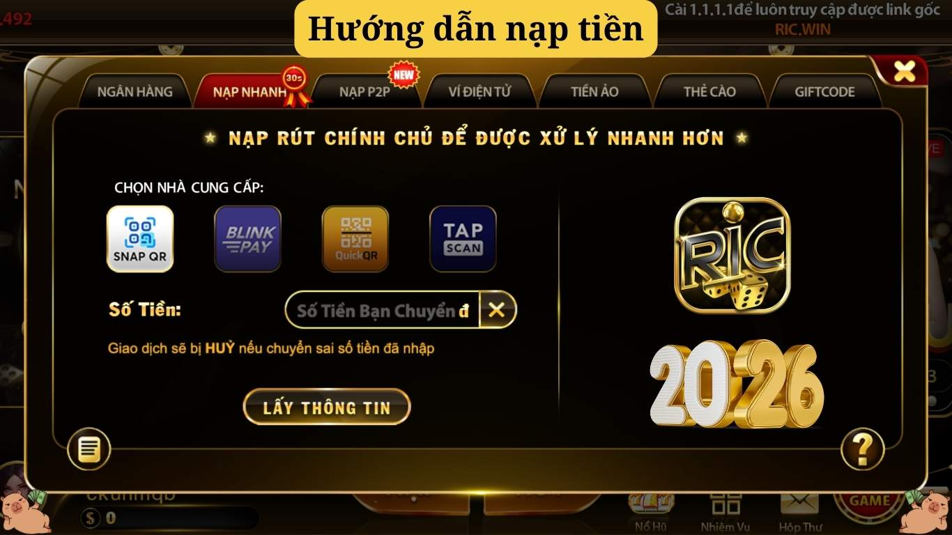 Hướng dẫn nạp tiền Ricwin an toàn