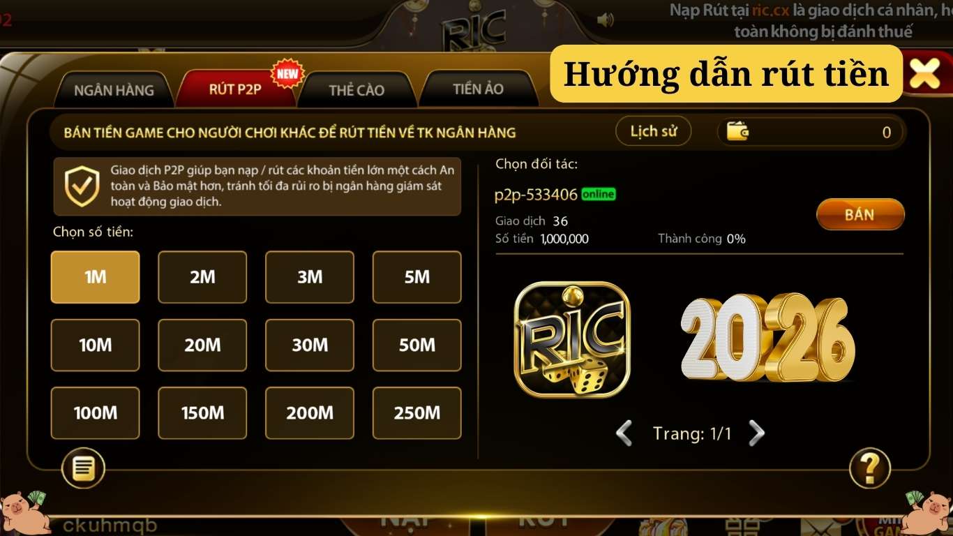 Hướng dẫn rút tiền Ricwin nhanh chóng