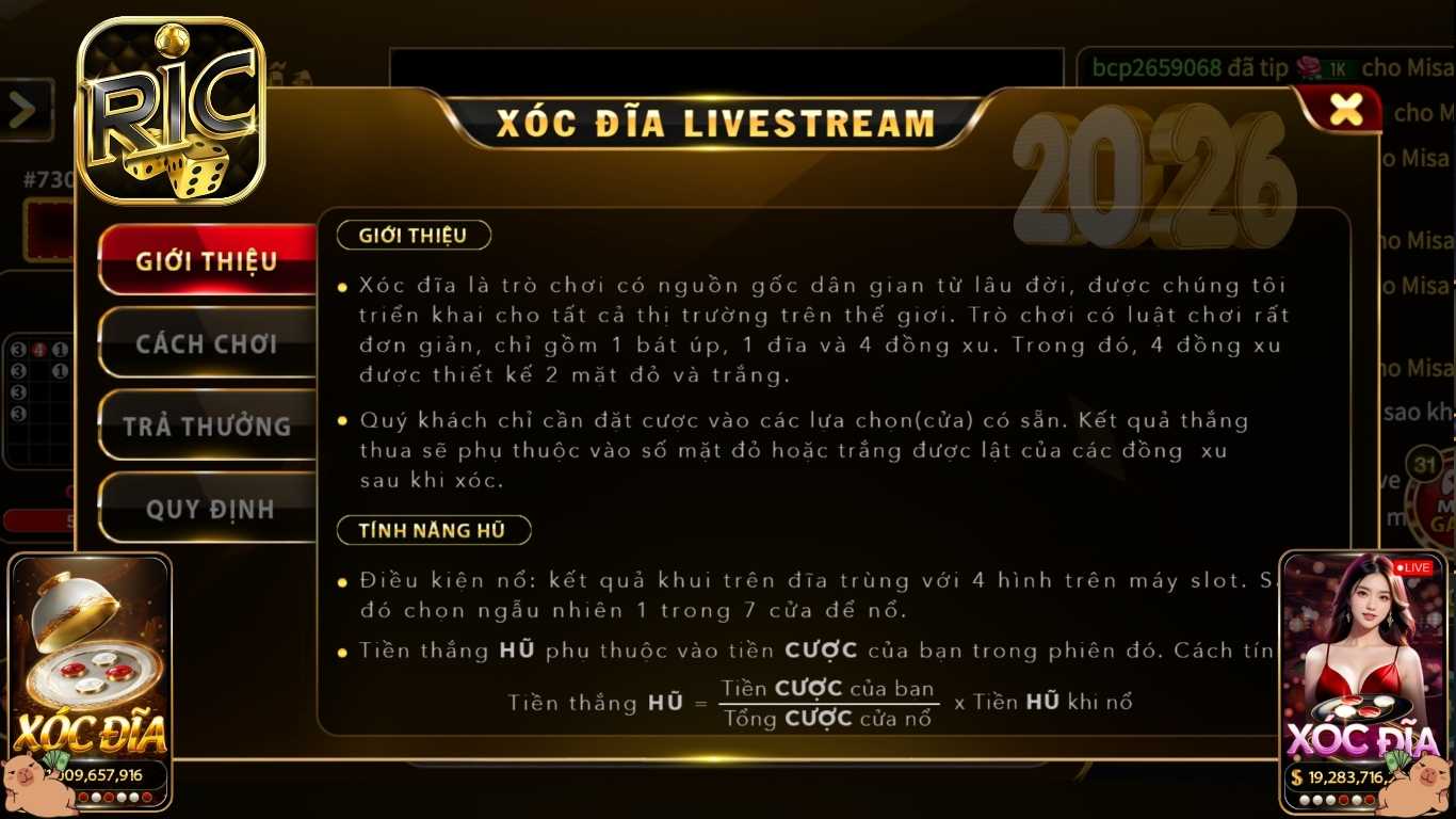 Luật chơi xóc đĩa onine Ricwin chi tiết